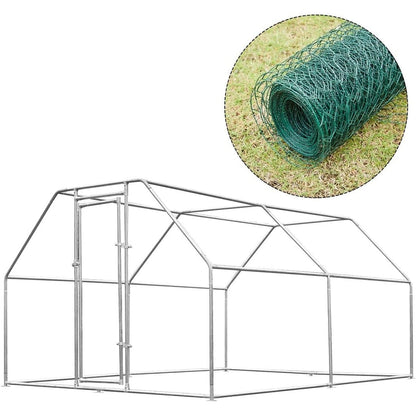 AECOJOY Grand poulailler métallique, enclos à poules métallique, cage à poules métallique à accès facile