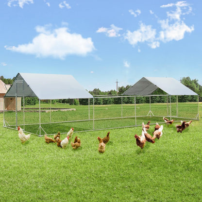 AECOJOY Grand poulailler métallique, enclos à poules métallique, cage à poules métallique à accès facile