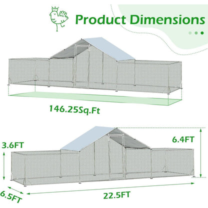 AECOJOY Grand poulailler métallique, enclos à poules métallique, cage à poules métallique à accès facile