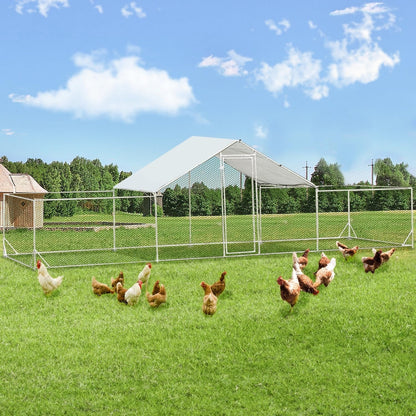 AECOJOY Grand poulailler métallique, enclos à poules métallique, cage à poules métallique à accès facile