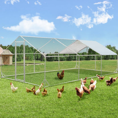 AECOJOY Grand poulailler métallique, enclos à poules métallique, cage à poules métallique à accès facile