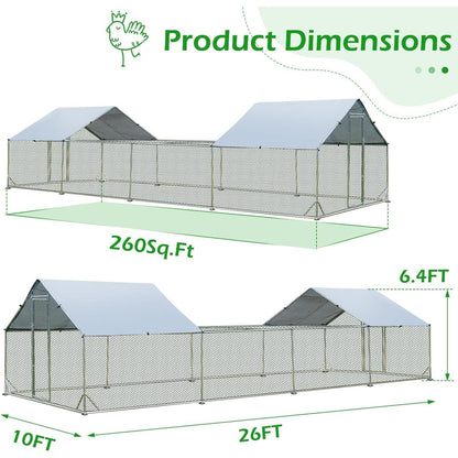 AECOJOY Grand poulailler métallique, enclos à poules métallique, cage à poules métallique à accès facile