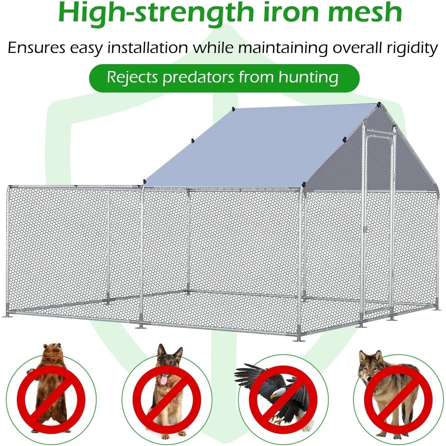 AECOJOY Grand poulailler métallique, enclos à poules métallique, cage à poules métallique à accès facile