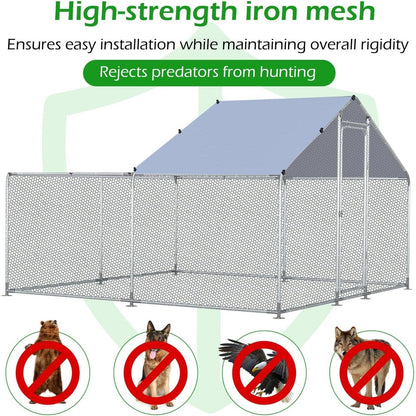 AECOJOY Grand poulailler métallique, enclos à poules métallique, cage à poules métallique à accès facile