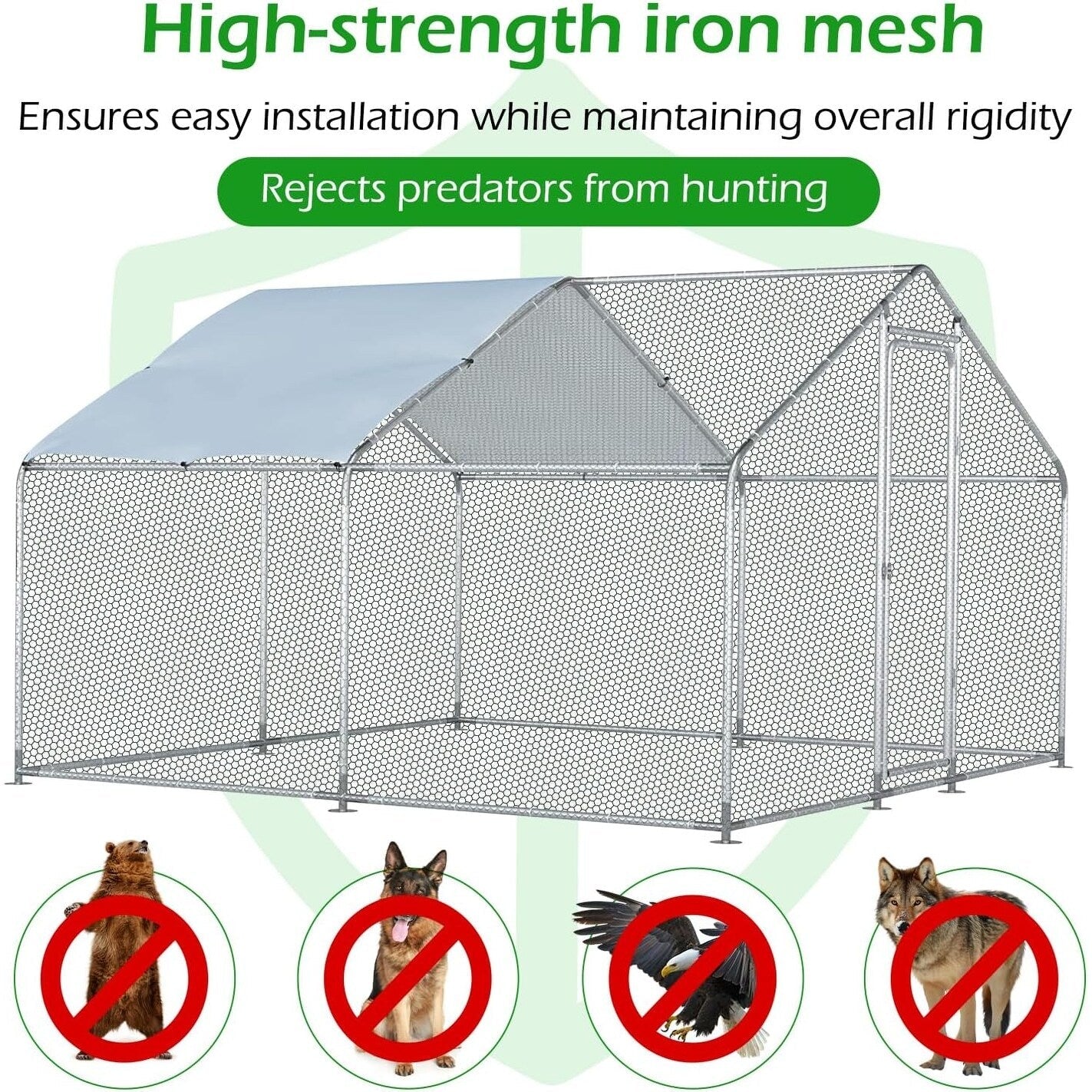 AECOJOY Grand poulailler métallique, enclos à poules métallique, cage à poules métallique à accès facile