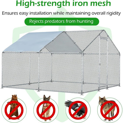 AECOJOY Grand poulailler métallique, enclos à poules métallique, cage à poules métallique à accès facile
