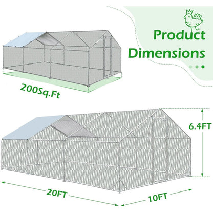 AECOJOY Grand poulailler métallique, enclos à poules métallique, cage à poules métallique à accès facile
