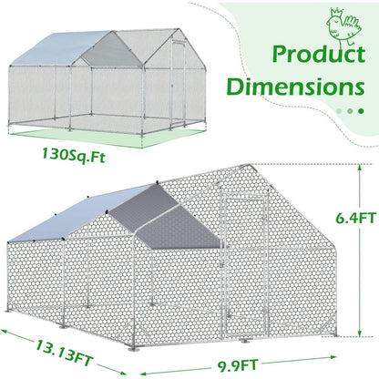 AECOJOY Grand poulailler métallique, enclos à poules métallique, cage à poules métallique à accès facile