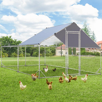 AECOJOY Grand poulailler métallique, enclos à poules métallique, cage à poules métallique à accès facile
