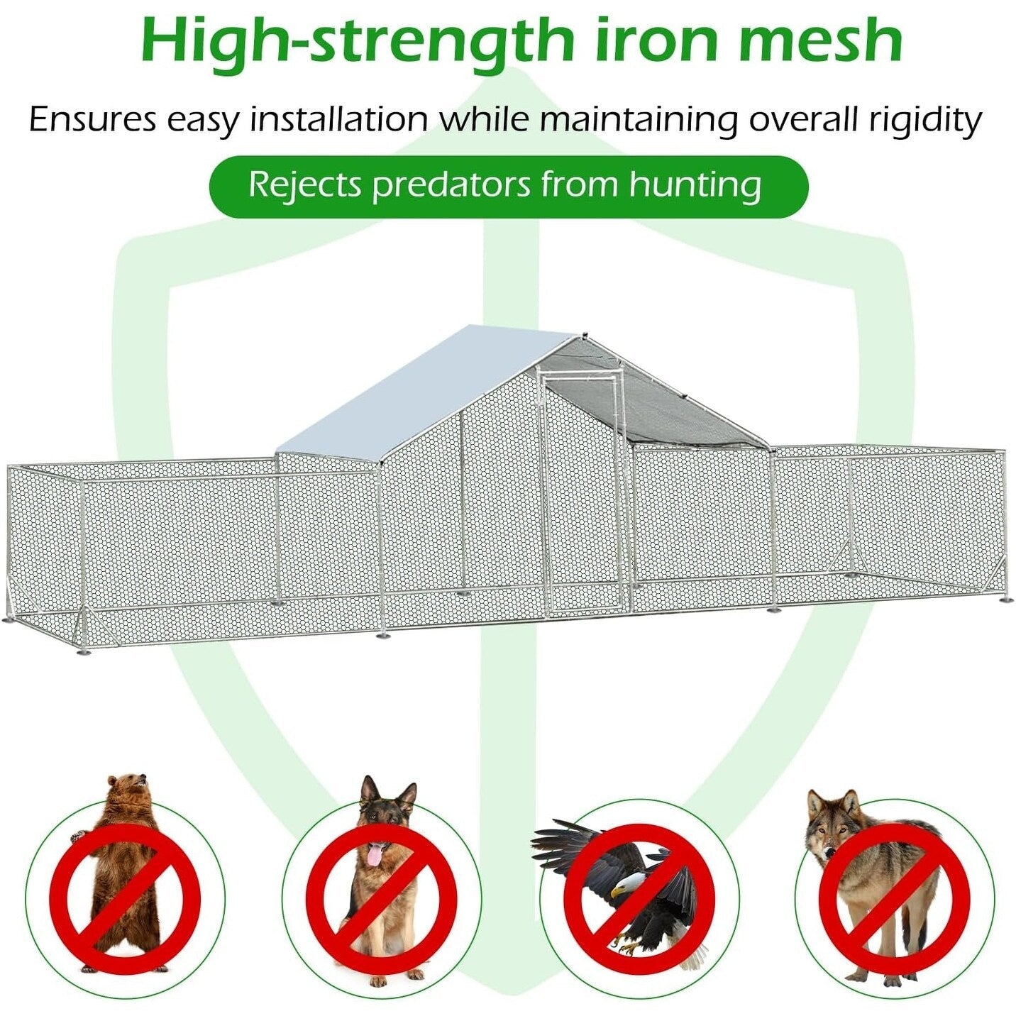AECOJOY Grand poulailler métallique, enclos à poules métallique, cage à poules métallique à accès facile