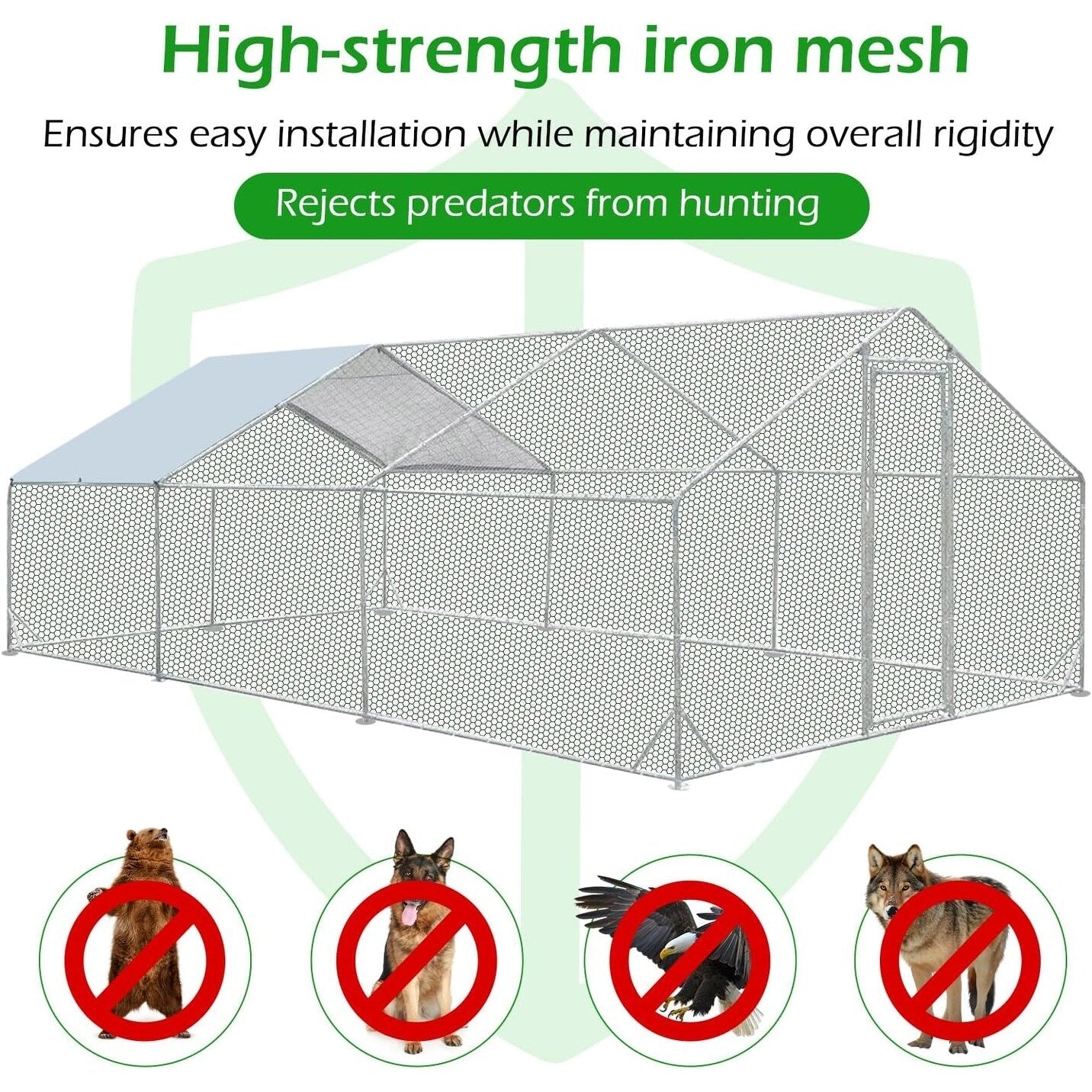 AECOJOY Grand poulailler métallique, enclos à poules métallique, cage à poules métallique à accès facile