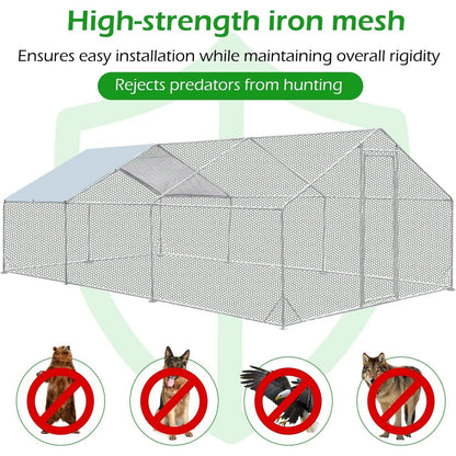 AECOJOY Grand poulailler métallique, enclos à poules métallique, cage à poules métallique à accès facile