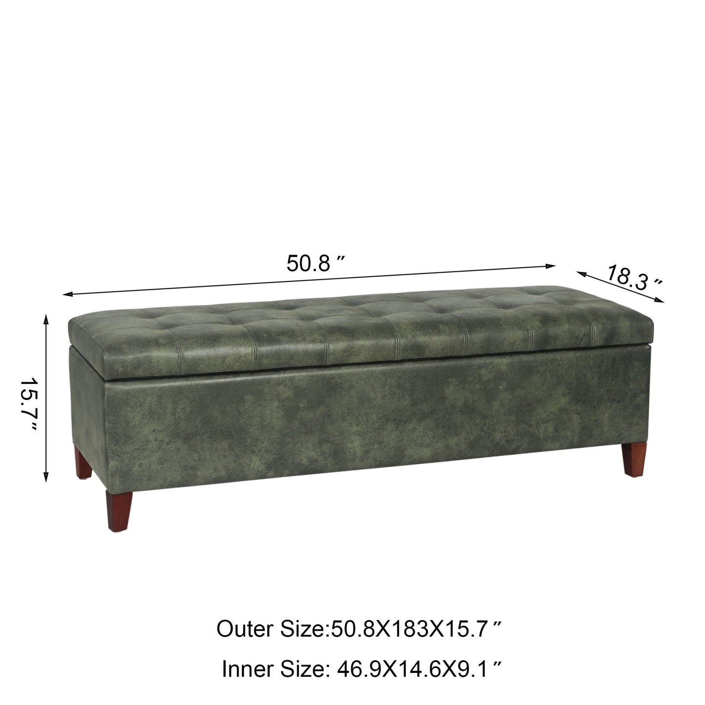 Tabouret coffre à rangement Adeco 50 en simili cuir