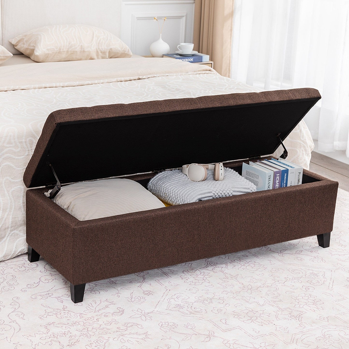 Tabouret coffre à rangement Adeco 50 en simili cuir