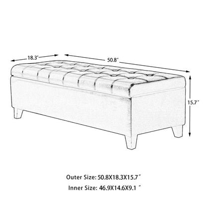 Tabouret coffre à rangement Adeco 50 en simili cuir