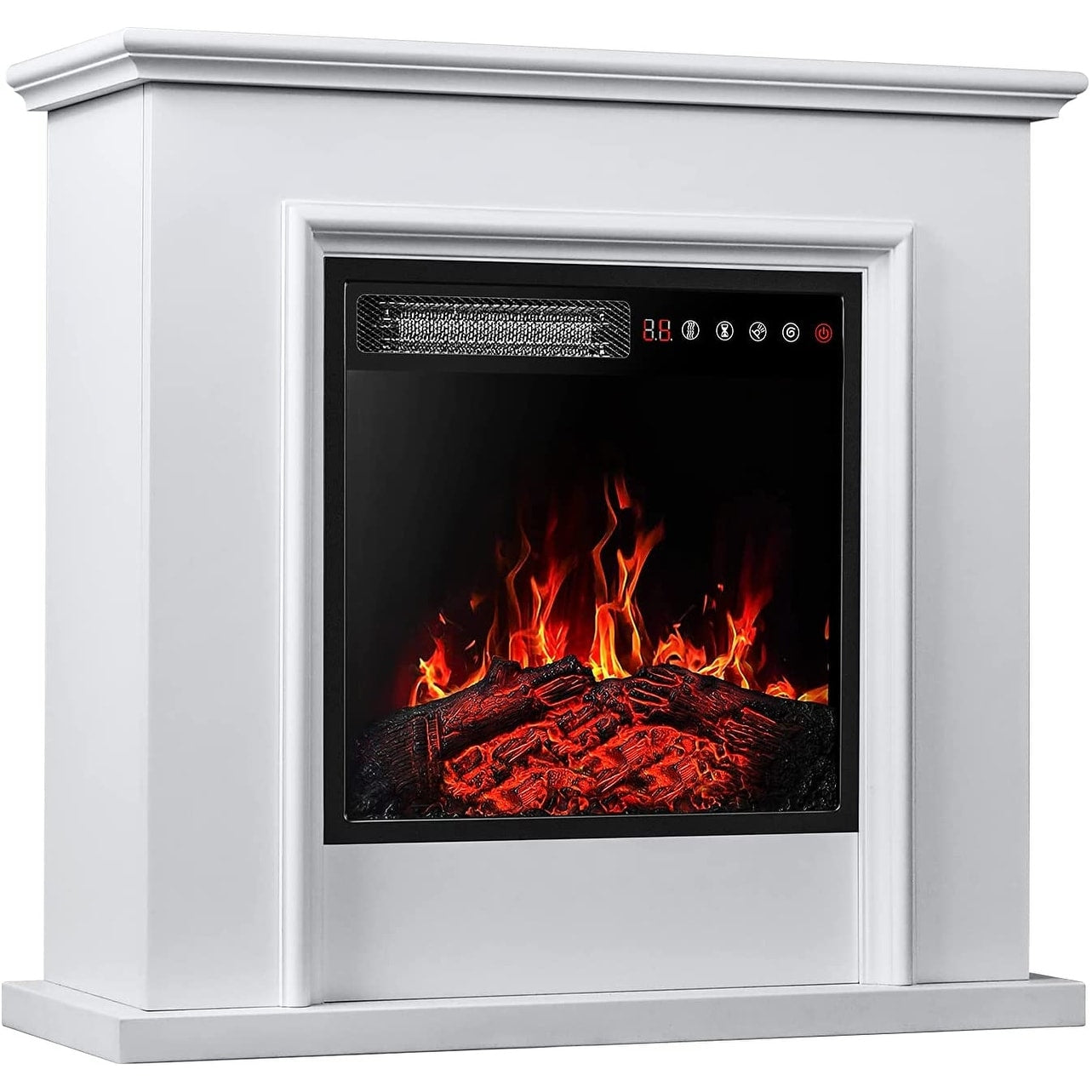 BOSSIN Cheminée électrique 43 pouces avec manteau, insert de cheminée électrique 23 pouces, meuble TV indépendant avec foyer en bois