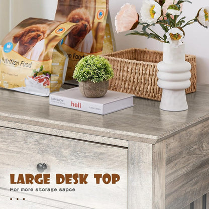 BOSSIN Meuble-cage pour chien de grande taille (112 cm), table de chevet en bois pour chenil avec tiroirs de rangement, cage décorative pour animaux de compagnie.