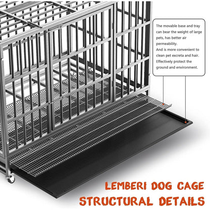 Cage pour chien BOSSIN 48/38 pouces, très résistante et indestructible, cage à chien anti-fuite avec roues verrouillables.