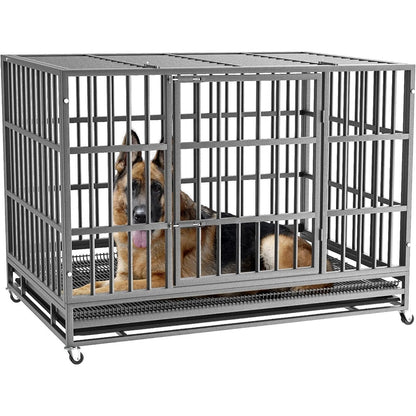 Cage pour chien BOSSIN 48/38 pouces, très résistante et indestructible, cage à chien anti-fuite avec roues verrouillables.