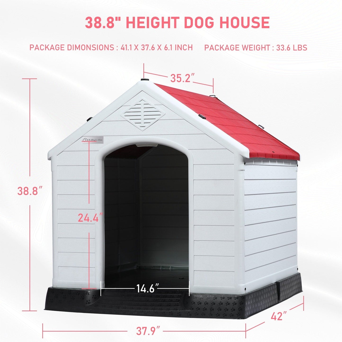 BOSSIN Cabane pour chien en plastique pour chiens de petite à grande taille, abri pour chiot isolé pour intérieur et extérieur avec sol surélevé