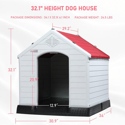 BOSSIN Cabane pour chien en plastique pour chiens de petite à grande taille, abri pour chiot isolé pour intérieur et extérieur avec sol surélevé