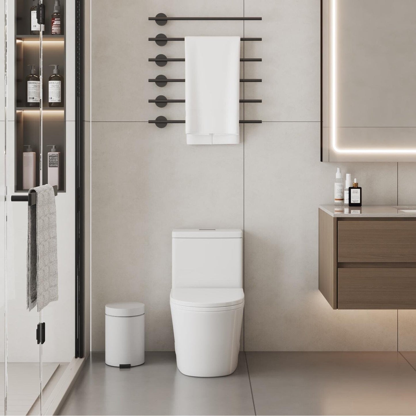 CB HOME 24'' Toilettes compactes monobloc, chasse d'eau double, siphon moderne, hauteur confortable de 16,5'', avec siège à fermeture amortie.