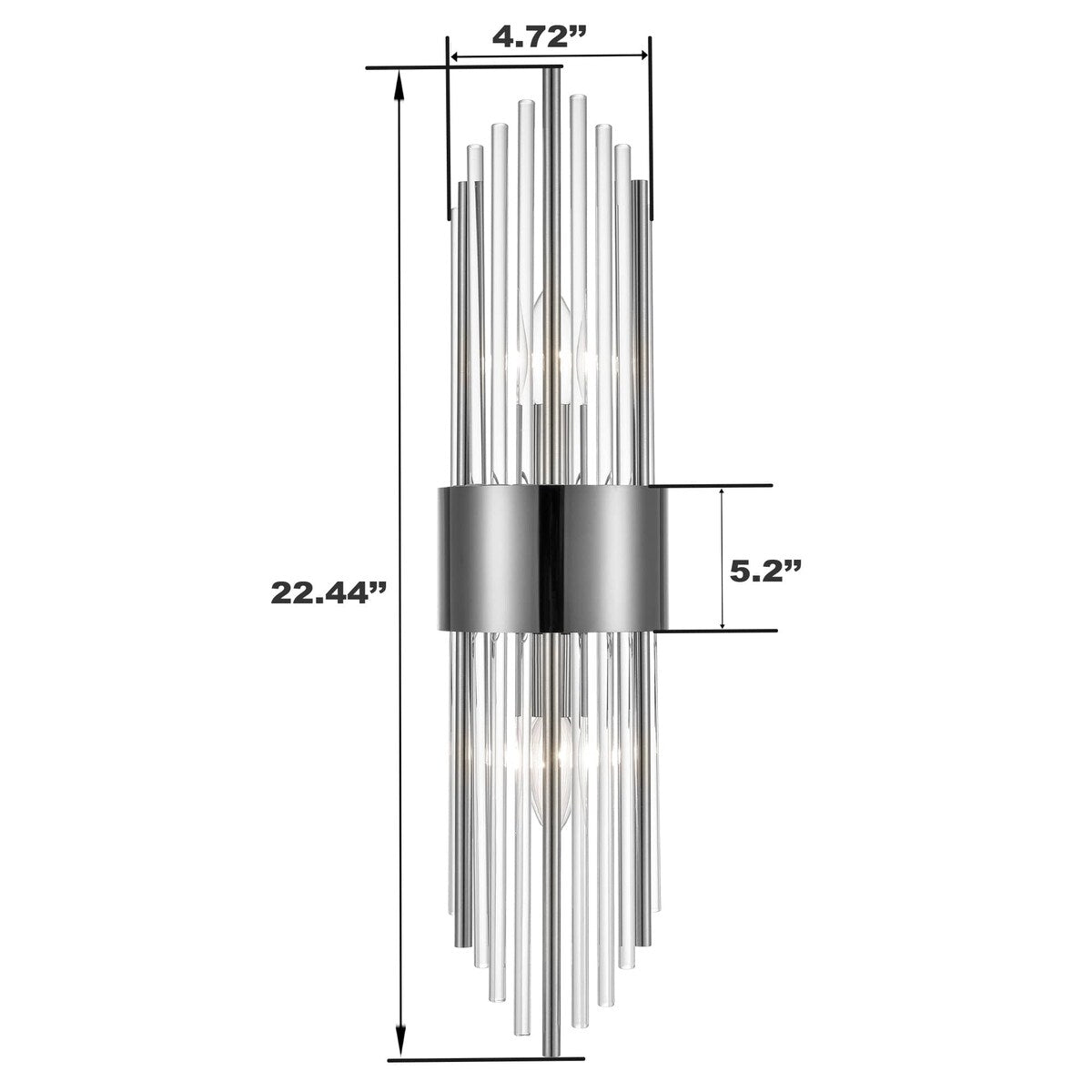Applique murale moderne en métal Cabrera avec de magnifiques tiges en verre cristal transparent pour salle de bain, lot de 2
