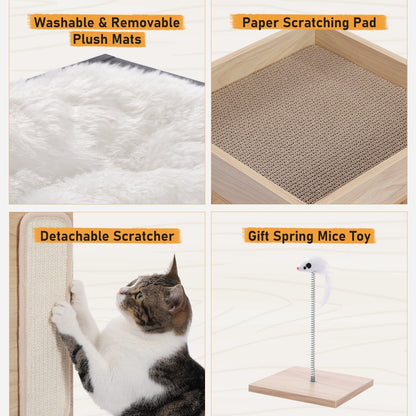 Maison pour chat, lit pour chat, arbre à chat avec surface à gratter et coussins amovibles