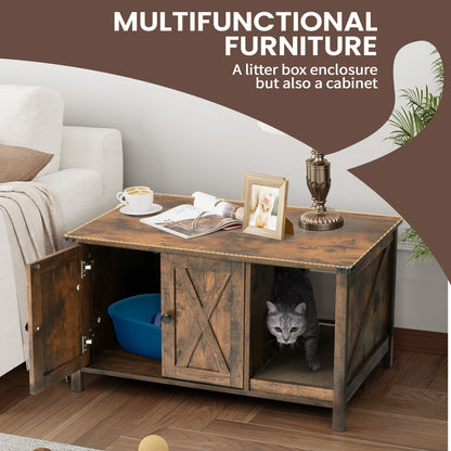 Abri pour litière de chat, meuble de toilettes pour chat en bois dissimulé avec arbre à gratter.