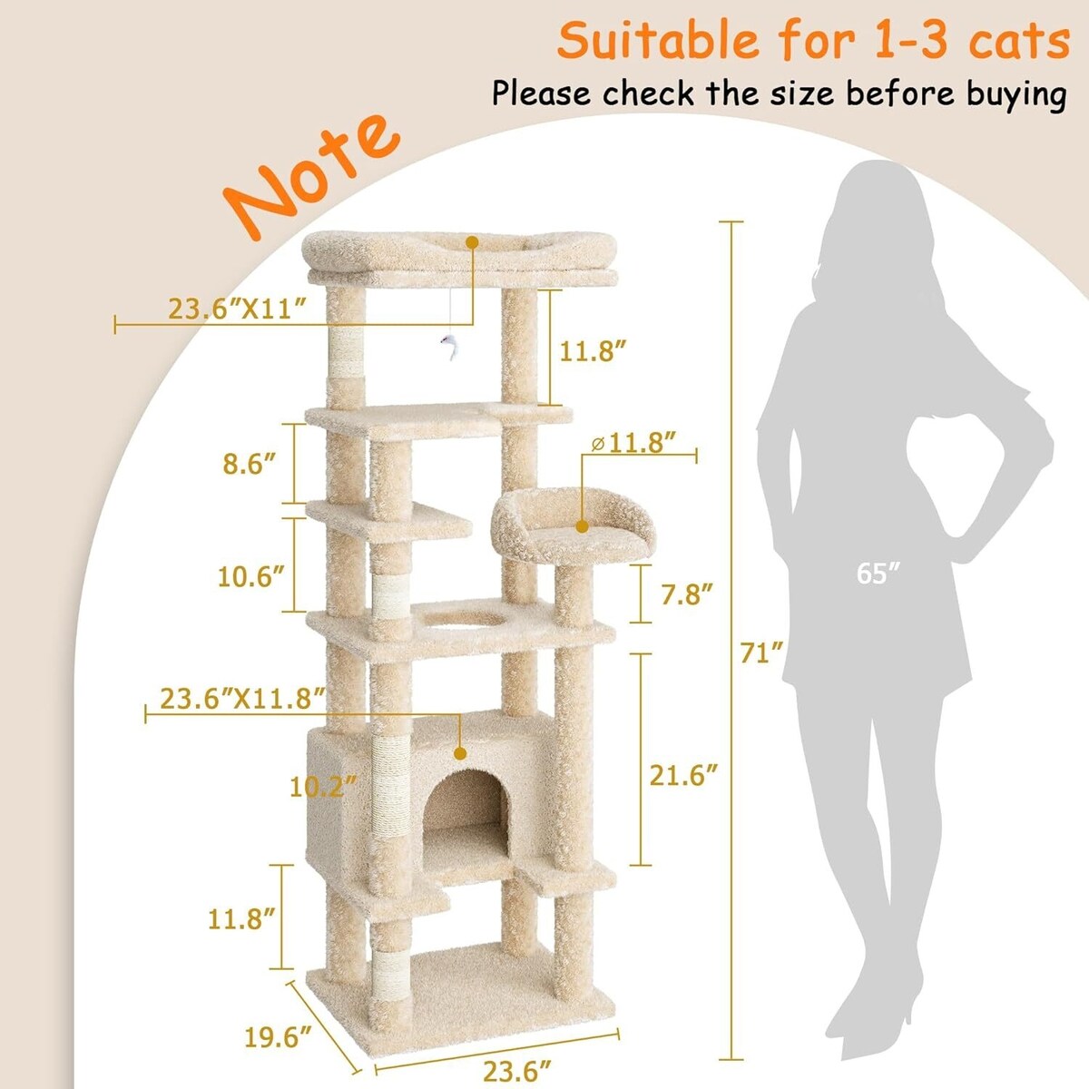 Arbre à chat, tour à plusieurs niveaux pour chat avec poteau à gratter