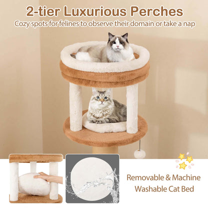 Arbre à chat Costway 65 pouces pour intérieur avec perchoir rembourré et brosse de toilettage - Voir les détails
