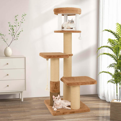 Arbre à chat Costway 65 pouces pour intérieur avec perchoir rembourré et brosse de toilettage - Voir les détails