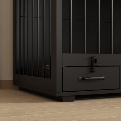 Meuble-kennel pour chien - Cabane en bois pour chien avec cloison et 2 tiroirs