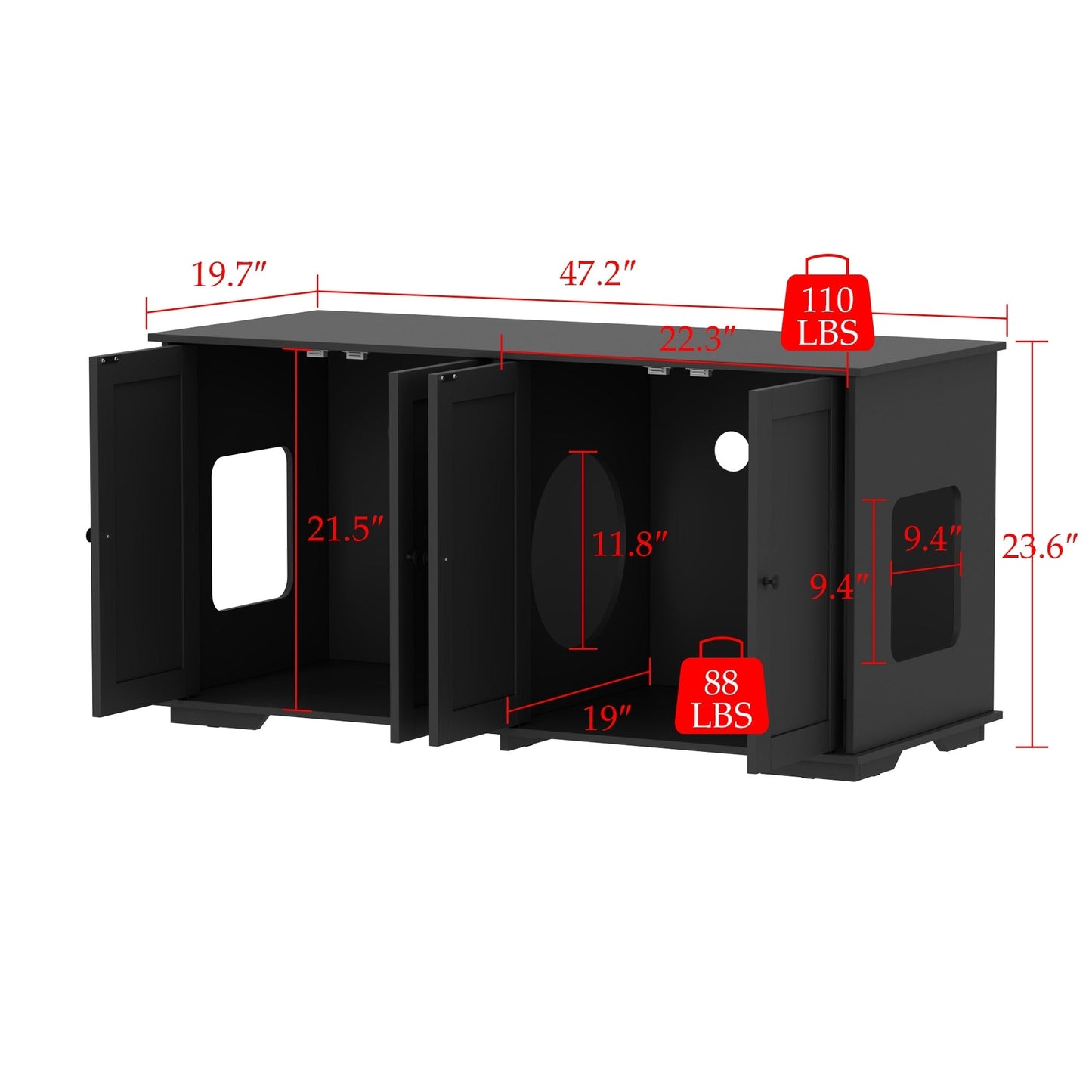 Meuble cache-litière pour chat, double, pour plus d'intimité pour vos animaux de compagnie