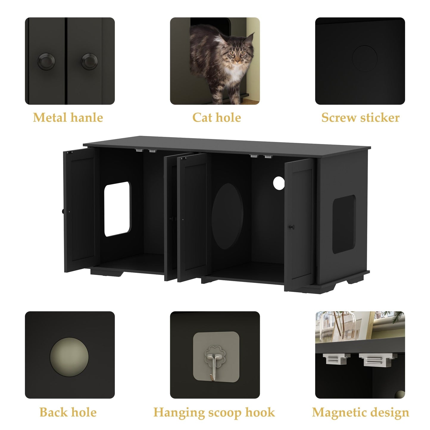 Meuble cache-litière pour chat, double, pour plus d'intimité pour vos animaux de compagnie