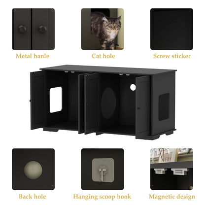 Meuble cache-litière pour chat, double, pour plus d'intimité pour vos animaux de compagnie