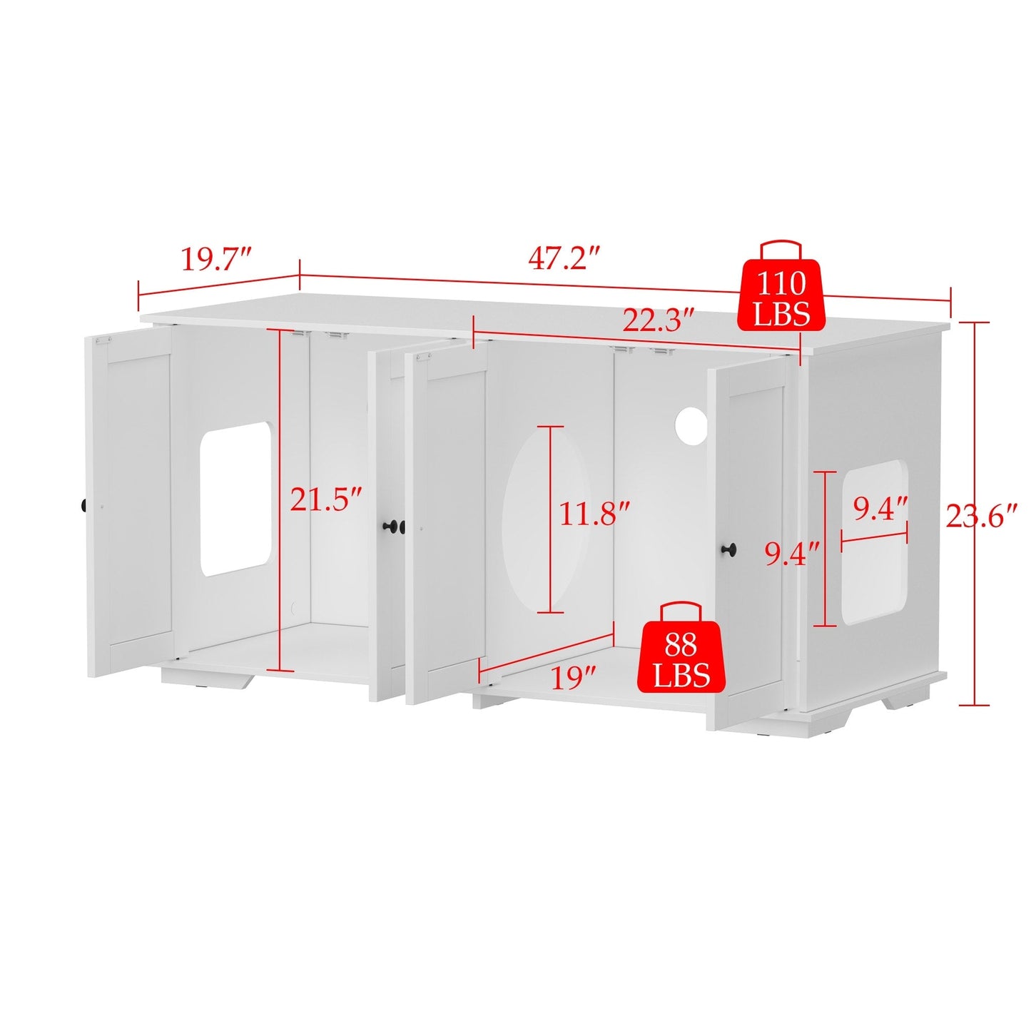 Meuble cache-litière pour chat, double, pour plus d'intimité pour vos animaux de compagnie