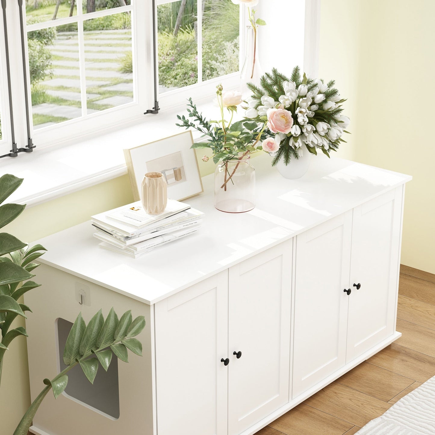 Meuble cache-litière pour chat, double, pour plus d'intimité pour vos animaux de compagnie