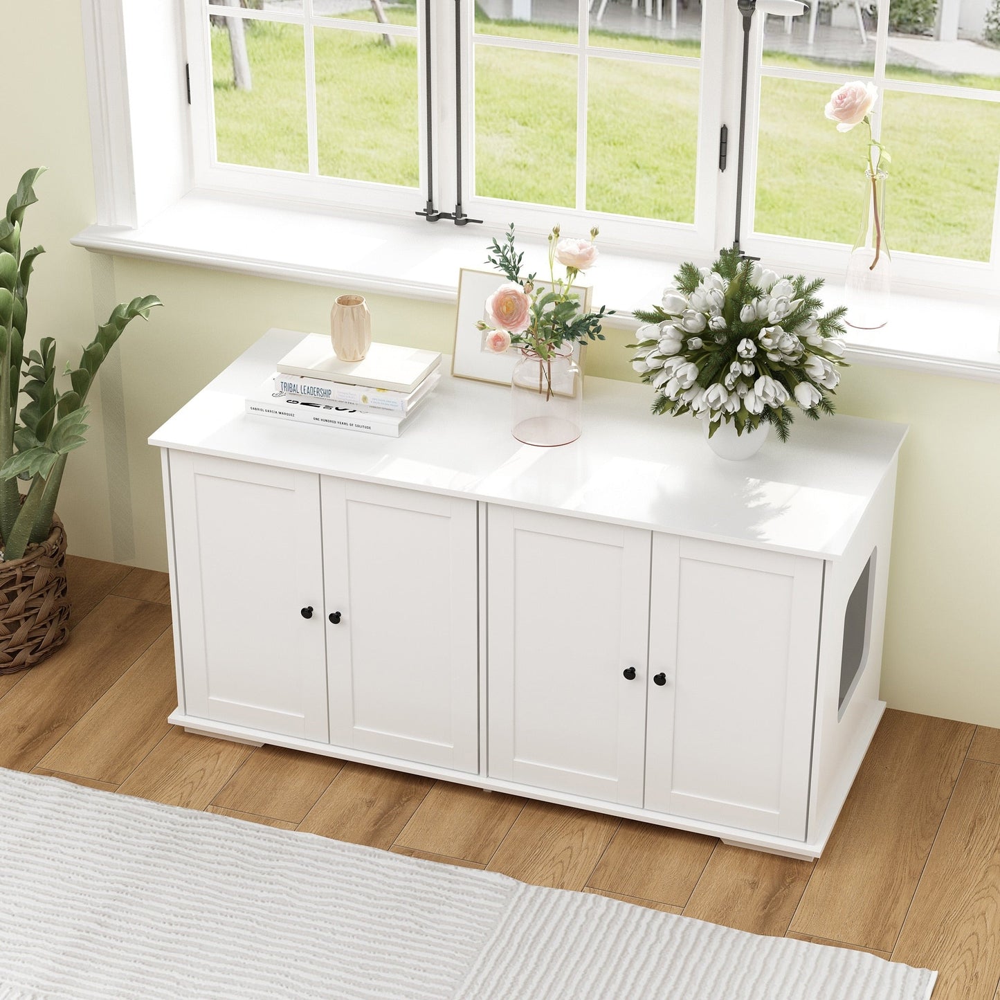 Meuble cache-litière pour chat, double, pour plus d'intimité pour vos animaux de compagnie