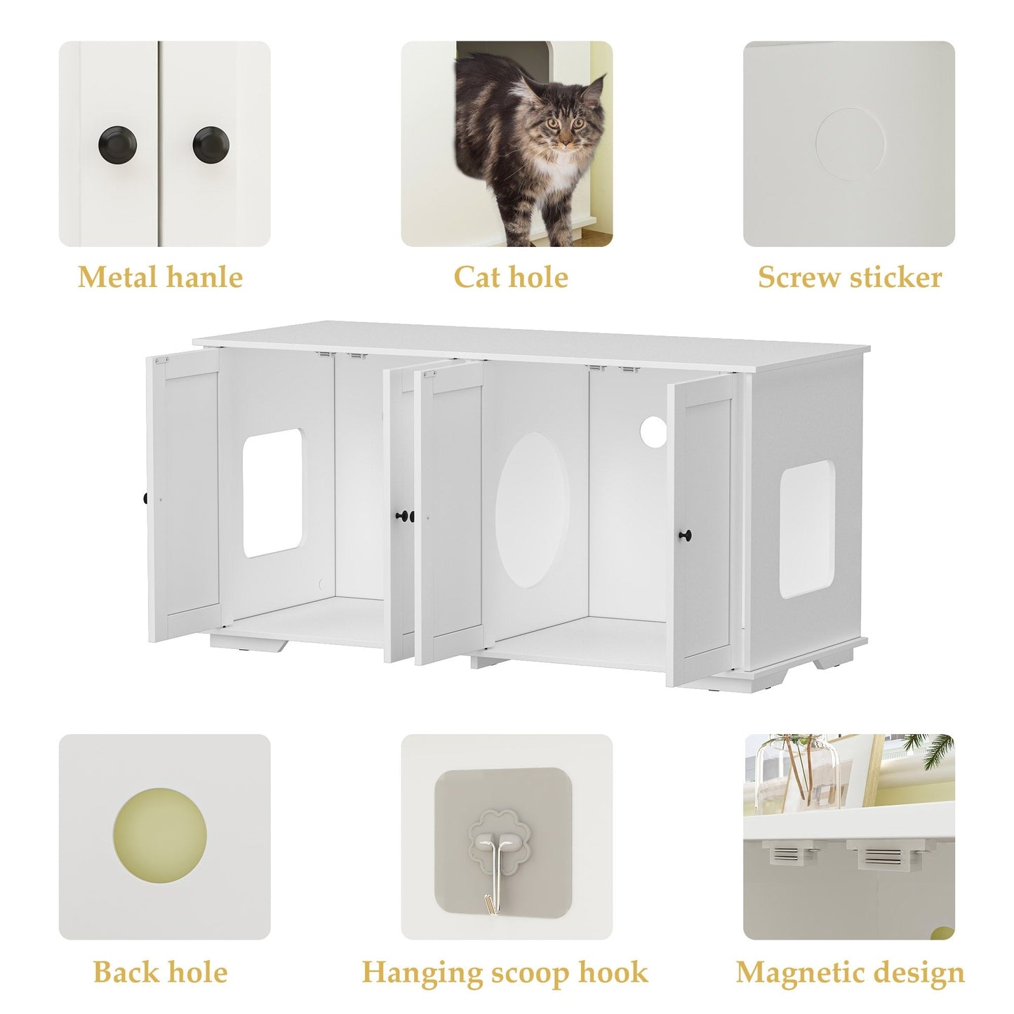 Meuble cache-litière pour chat, double, pour plus d'intimité pour vos animaux de compagnie