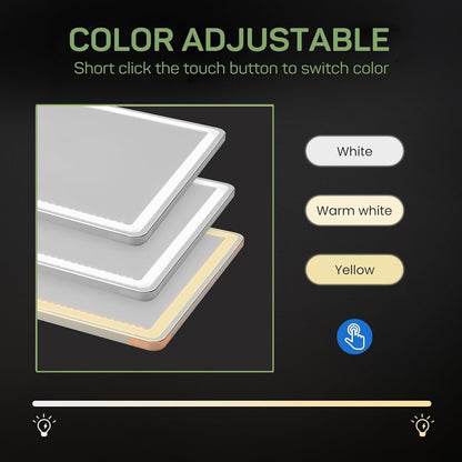 Grand miroir de sol avec éclairage LED, miroir pleine longueur 64 x 21 pouces avec support, miroir mural suspendu, miroir corporel entier.