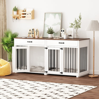 Cage à chien de style meuble, grand chenil en bois de 164 cm (64,5 pouces)