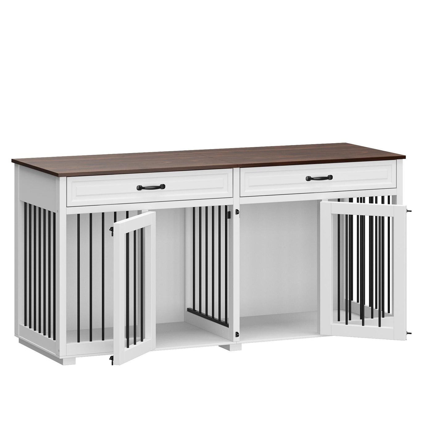 Cage à chien de style meuble, grand chenil en bois de 164 cm (64,5 pouces)