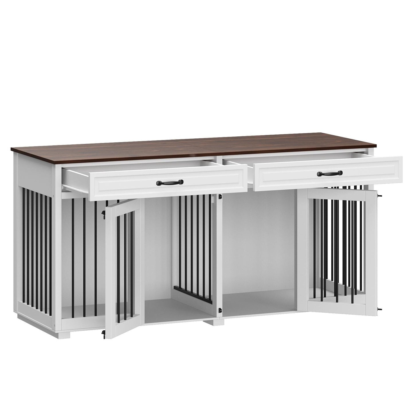 Cage à chien de style meuble, grand chenil en bois de 164 cm (64,5 pouces)