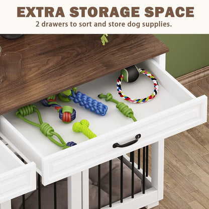 Cage à chien de style meuble, grand chenil en bois de 164 cm (64,5 pouces)