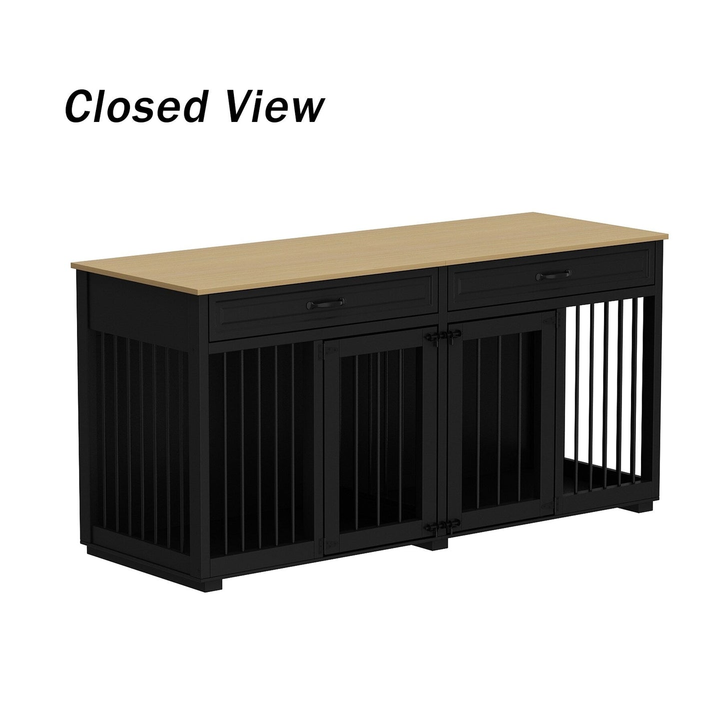 Cage à chien de style meuble, grand chenil en bois de 164 cm (64,5 pouces)
