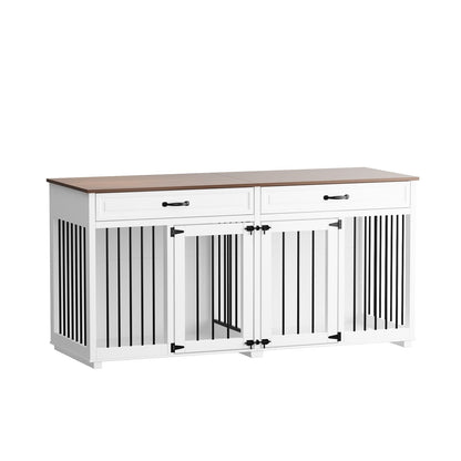 Cage à chien de style meuble, grand chenil en bois de 164 cm (64,5 pouces)
