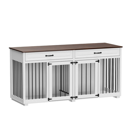 Cage à chien de style meuble, grand chenil en bois de 164 cm (64,5 pouces)