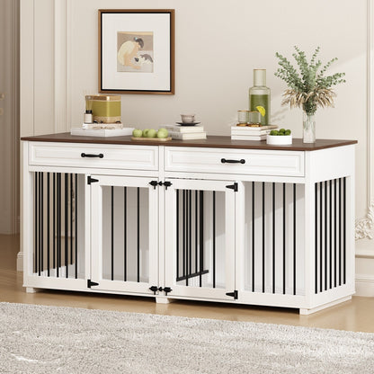 Cage à chien de style meuble, grand chenil en bois de 164 cm (64,5 pouces)