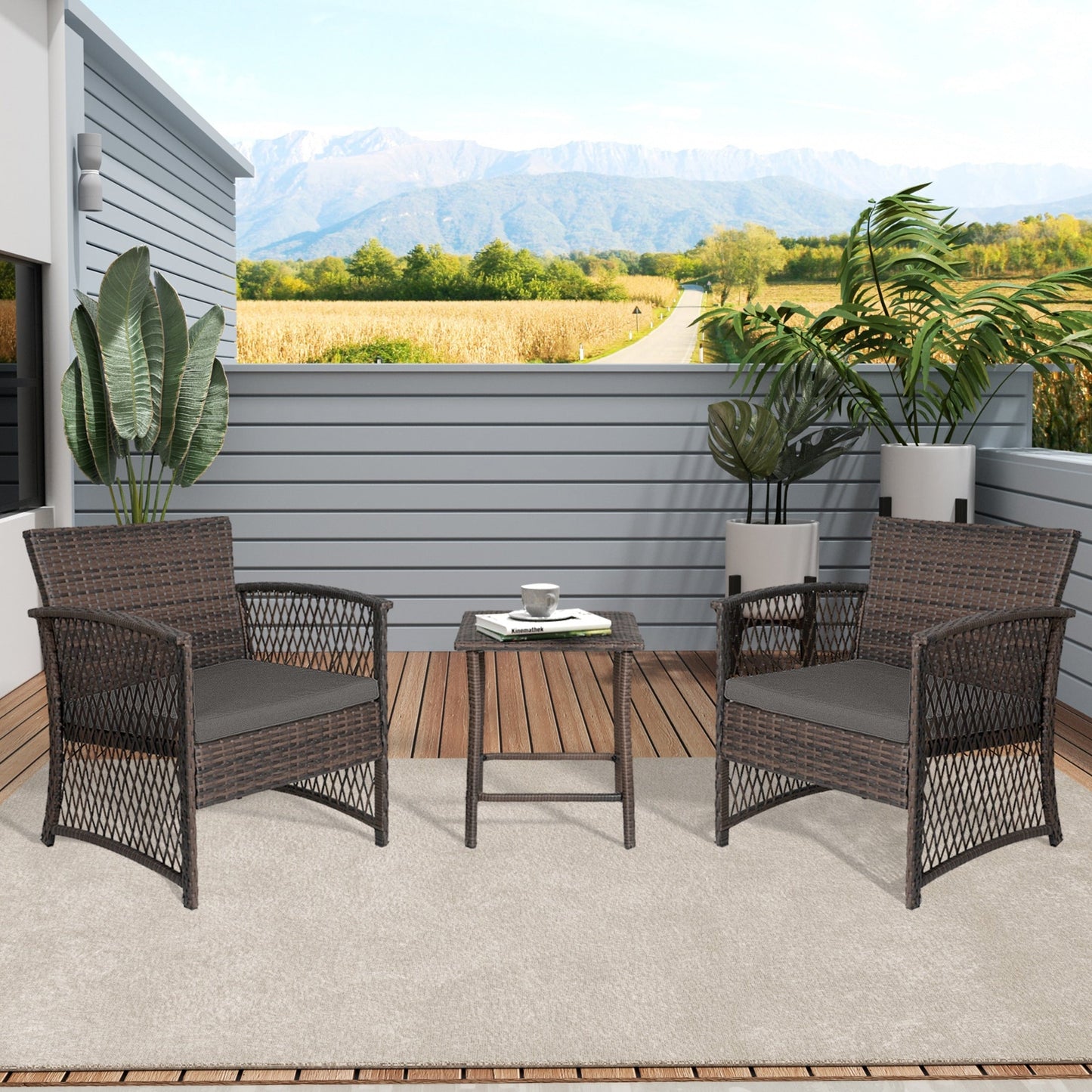 Ensemble de bistro en rotin pour patio Heritage Outdoor, 3 pièces